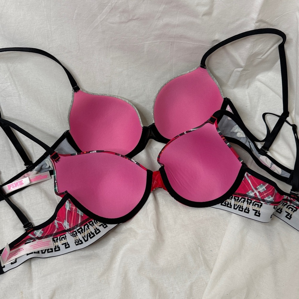LOT Victorias Secret PINK Lightly Lined T-Shirt Bra 34C - Picture 5 of 14